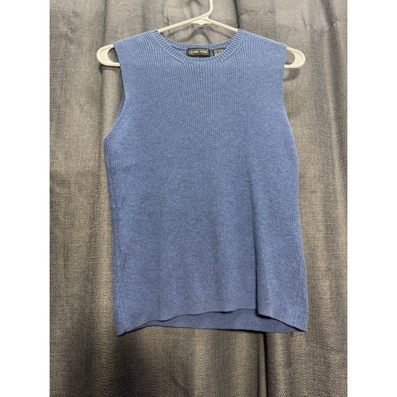Jeanne Pierre Sleeveless Knit‎ Top Ribbed Sweater Vest Blue Casual Size Large - Picture 1 of 8